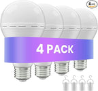 Emergency Rechargeable Led Light Bulb with Hook,Stay Lights Up When Power Failure, 1500mAh 12W 60W Equivalent LED Light Bulbs for Home, Camping, Hiking, 4 Pack