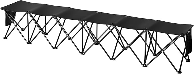 VEVOR Portable Folding Bench, 6 Seats Foldable Sideline Bench, Outdoor Camping Bench Chairs with Carry Bag, Team Sport Sideline Benches for Football, Camping, Fishing, No Assembly Instant Seating