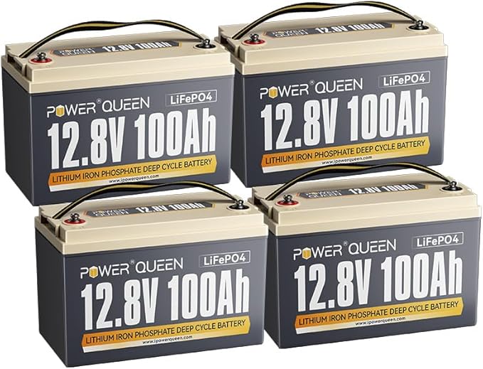 Power Queen 12V 100Ah LiFePO4 Battery, Group 31 Lithium Battery with 1280Wh Energy and BMS Protection, Up to 15000 Deep Cycles for RV Trailer, Solar Off-Grid, Marine