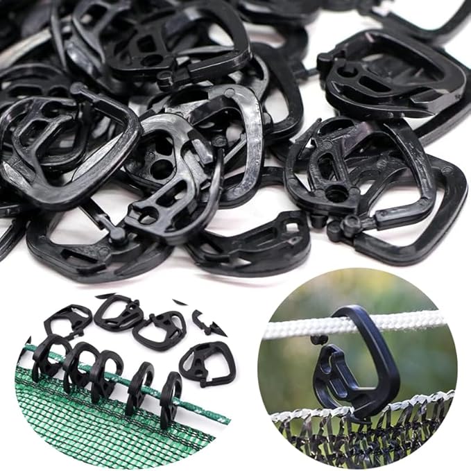 50pcs Shade Cloth Clips, Plastic Lock Grip Hooks Hanging Clamps Buckle for Sun Shade Cloth Net Anti Bird Netting Garden Film Greenhouse Shade Cloth Cover Mesh Tarp Outdoor Sun Shades Hoops