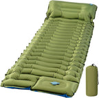 Camping Sleeping Pad, Ultralight Camping Mat with Pillow, Built-in Foot Pump Inflatable Sleeping Pads Compact for Camping Backpacking Hiking Traveling Tent, Single