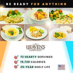 Heaven’s Harvest 25-Year Family Food Kit — Premium Emergency Food Supply. Freeze Dried Survival Food Kit + Water-Proof 25-Year Storage Bucket. MRE Meals, Non-Perishable Camping Food