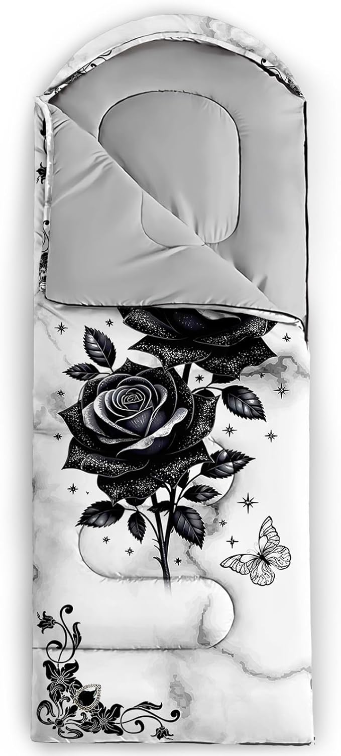 QOOMO Camping Sleeping Bags,3 Season Warm & Cool Weather,Lightweight,Waterproof Sleeping Bags for Adults & Kids,Traveling,and Outdoors,Camping Gear Equipment
