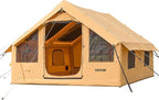 VEVOR Inflatable Tents for Camping, Easy Setup Blow up Tent with Hand Pump, 4 Season Glamping Tent with Stove Jack, Doors & Mesh Windows, Storage Bag Included for Easy Taking