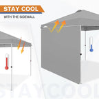 EAGLE PEAK Commercial Canopy 10x10 Pop Up Canopy Tent with 1 Sidewall, Easy Setup Heavy Duty Instant Event Shelter for Vendors & Markets, Outdoor Sun Shade, Light Gray