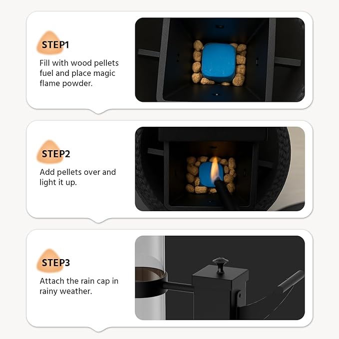 yoyomax Pellet Patio Heater, Outdoor Pellet Heater, Portable Wood Pellet Fire Pit with Ash Tray Patio Rocket Stove for Backyard Camping Garden Balcony, PH03