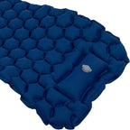 Camping Sleeping Pad Mat, Foot Press Inflatable Cushion Mattress, Sturdy 40D Nylon Fabric, TPU Laminate, for Tent Hiking Travel, Lightweight Compact, Easy to Store (Navy Blue)