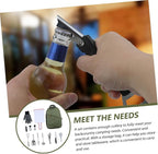 Portable Camping Cutlery Kit with Storage Bag Outdoor Picnic Tableware Set in Olive Green Wear-Resistant Utensils for Hiking Barbecue Garden and Travel Use