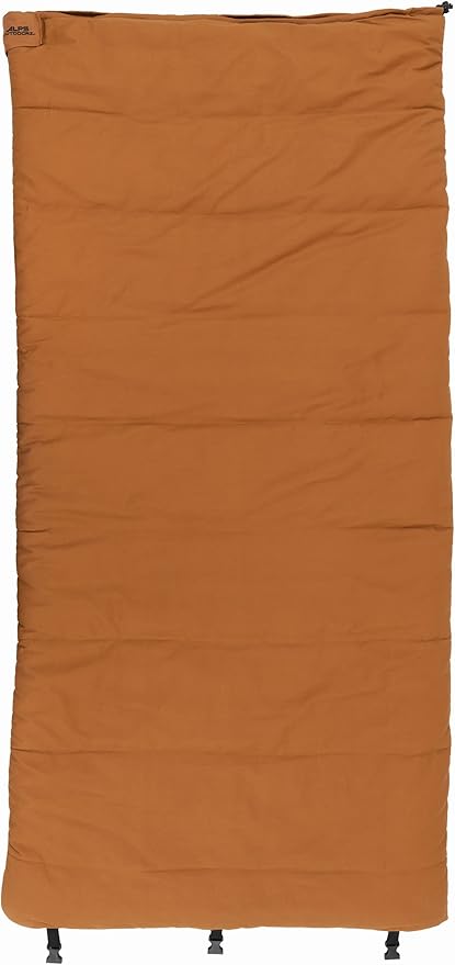 ALPS OutdoorZ Redwood -10°F Flannel-Lined Sleeping Bag with Cotton Canvas Shell, Heavy-Duty Zippers, Oversized Rectangle Design, Cold Weather Camping & Hunting Gear