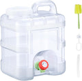 2.6 Gallon Water Jug, 10L Portable Water Container with Spigot, Cleaning Brush, Detachable Hose, BPA-Free Camping Hydration Canteen, Outdoor Tank Storage PC- Clear