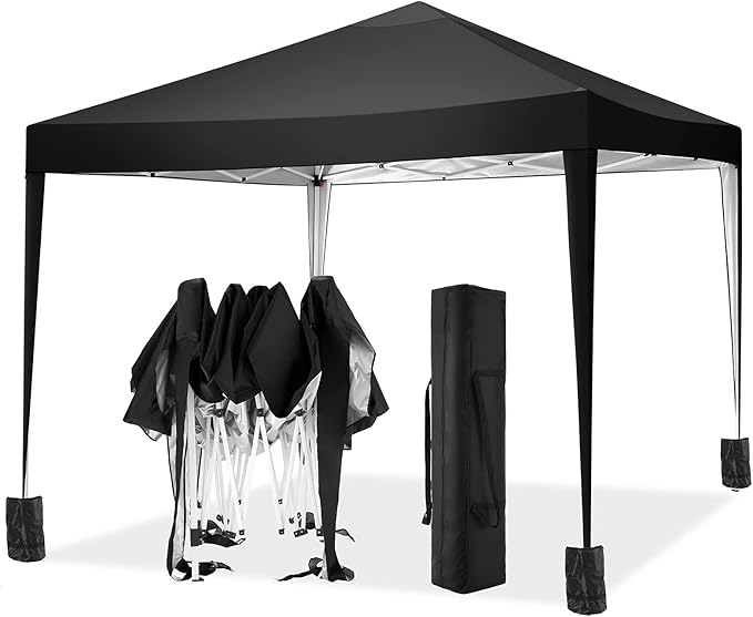 COBIZI Canopy 10x10 Pop Up Canopy Tent Party Tents for Parties Weddings Backyard Waterproof Canopy Outdoor Commercial Canopy Event Tent with Stakes, Ropes, Sandbags, Black