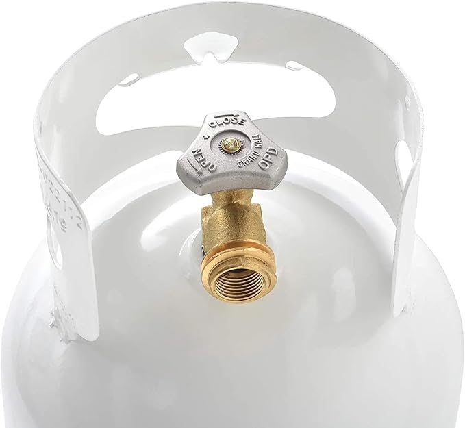 Flame King 10LB Steel Propane Tank Cylinder with Type 1 Overflow Protection Device Valve, Great for Camping, Fire Pits, Heaters, Grills, Overlanding, White