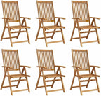 vidaXL - Patio Folding Chairs 6 Pcs - Camping Garden Lawn Chair - Solid Acacia Wood - Adjustable and Foldable - Brown Retro Style - 22.4" x 27.2" x 43.7"