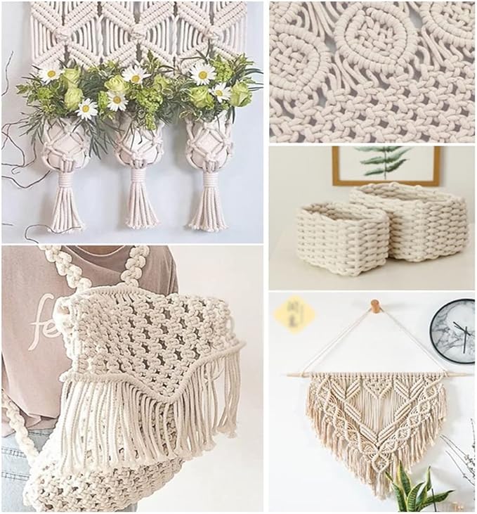Natural Cotton Rope Clothesline Rope Heavy Duty General Purpose Rope Utility Cord Ideal for Sports Outdoors Tents Hammocks Halters Durable decoration cotton (Color : 8mm, Size : 100m)