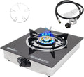 1 Burner Propane Gas Cooktop,Camping Portable LPG Gas Stove, Auto Ignition Tempered Glass Countertop Regulator and Burner Grate