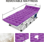 Camping Cot with Mattress Comfortable Cots for Sleeping Camping Bed Folding Cot Double Layer Oxford Heavy Duty with Carry Bag for Home Travel Outdoor Indoor