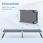 Giantex Folding Camping Cot for Adults, Portable Sleeping Cot Bed with 600D Oxford Fabric, Heavy Duty Frame, 350Lbs Capacity, 1-Step Use, Outdoor Lounge Chair for Sleepover Hiking, Home & Office, Grey