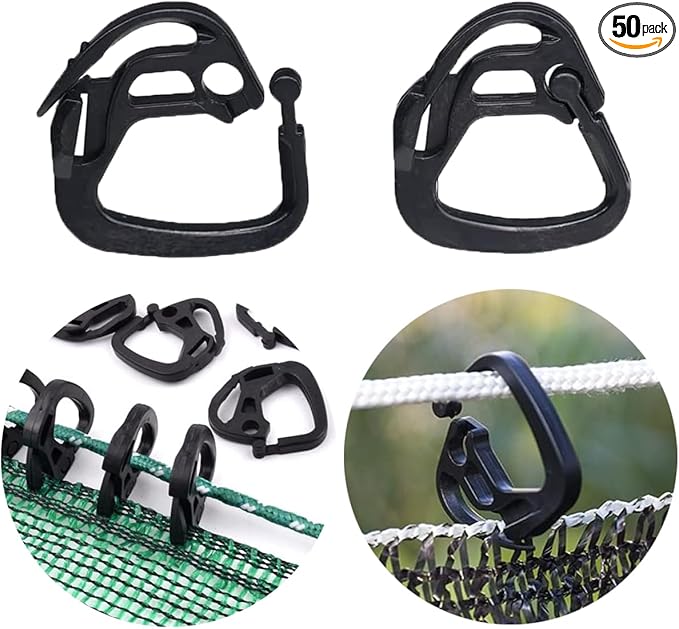 50pcs Shade Cloth Clips, Plastic Lock Grip Hooks Hanging Clamps Buckle for Sun Shade Cloth Net Anti Bird Netting Garden Film Greenhouse Shade Cloth Cover Mesh Tarp Outdoor Sun Shades Hoops