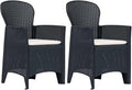 Patio Chairs ,Dining Chairs,Camping Chair,Study Chair,Coffee Chair,Beach Chair,Garden Chairs,Patio Funiture,for Deck, poolside,Camping,Beach,Campsite,2 pcs with Cushion Anthracite Plastic Rattan Look