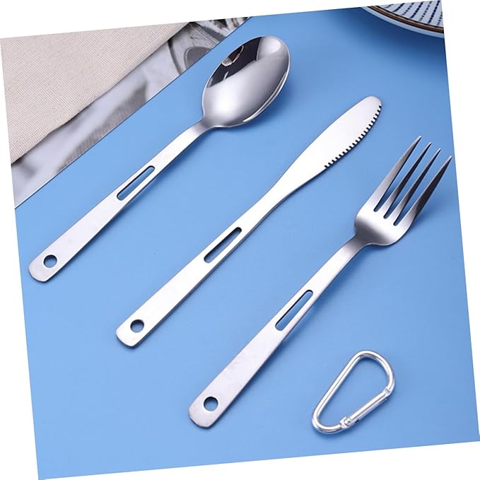 Yardwe 1set Camping Cutlery Portable Stainless Steel Utensils for Outdoor Activities and Lightweight Tableware for Bbq Picnic Hiking and Camping