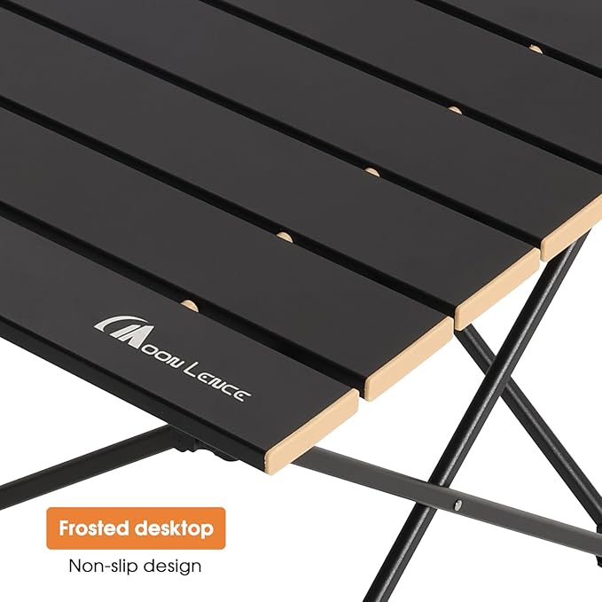 MOON LENCE Ultralight Folding Camping Table, Compact,Portable with Carry Bag, for Outdoor Cooking, Picnic, Camp, Boat, Travel (Black, Gold Side-S)