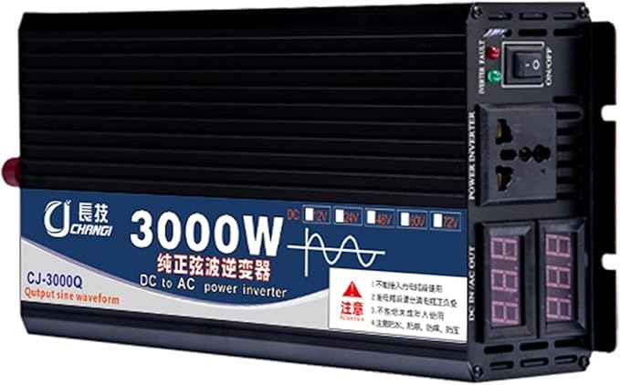 3000W 4000W 5000W Pure Sine Car Inverter Power Voltage Converter DC 12V/24V/48V/60V/72V to 110V / 220V 230V AC Pure Sine Wave Inverter Transformer Converter for Camping RV (Color : 12Vto220V, Size :