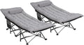 2 Pack Wide Folding Camping Cots with Pillow & Extra Thick 3 Inch Matress, Cots for Sleeping 900 LBS, Camping Bed for Adults with Cushion, Sleeping Cot (Grey)