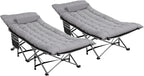 2 Pack Wide Folding Camping Cots with Pillow & Extra Thick 3 Inch Matress, Cots for Sleeping 900 LBS, Camping Bed for Adults with Cushion, Sleeping Cot (Grey)