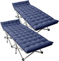 DoCred Folding Camping Cot with Mattress, 2 Pack Heavy Duty Folding Cot for Adults, Portable Sleeping Cot Bed Adults Outdoor Bed with Carry Bag, Travel Camp Cots