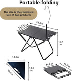 Outdoor portable folding carbon steel camping table, suitable for camping, barbecue, picnic, RV, outdoor cooking, travel - single or set (Black combination set, inch, 6.3, inch, 19.7, inch, 15.5)