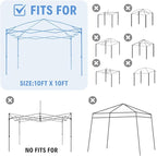 10×10FT Canopy Tent Replacement Top, Instant Pop Up Canopy Straight Leg Replacement Cover for Outdoor Garden Picnic, Camping(Blue, 10x10FT)