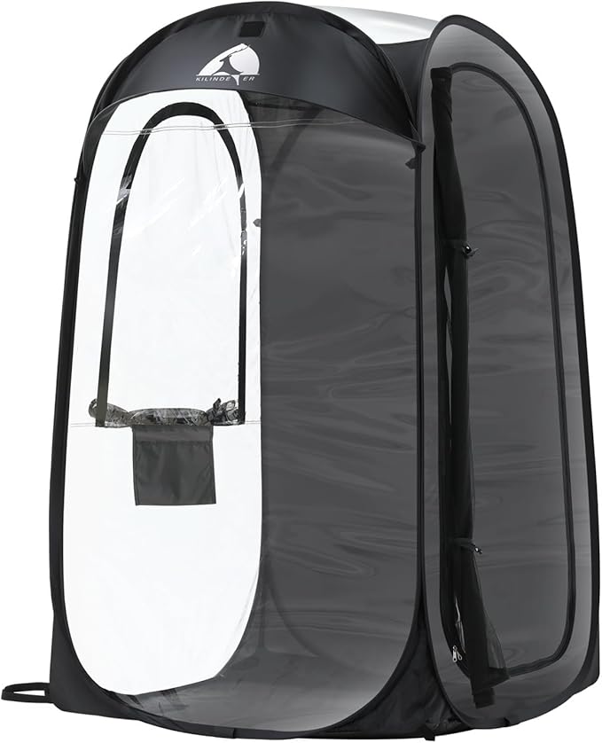 Sports Pod, Kilindeer Pop Up Weather Tent for 1 Person – Portable All-Weather Shelter with Clear TPU Panels, Instant Setup for Outdoor Events, Camping, Hiking, Wind & Rain Protection