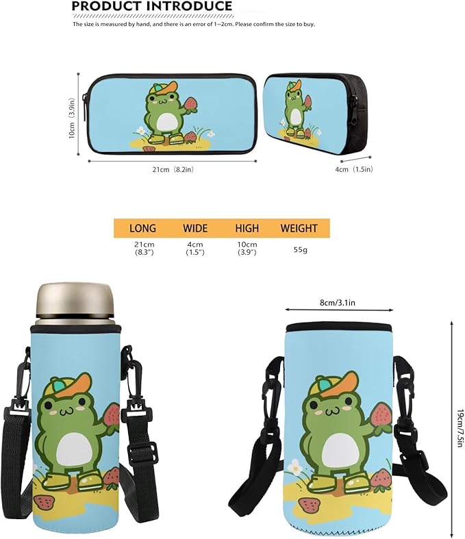 School Backpack for Boys 4 Pcs Kids Backpack with Water Bottle Bag Large Capacity Pencil Case Frog Schoolbag for Travel Camping Kindergarten Elementary Middle Backpacks for Back to School
