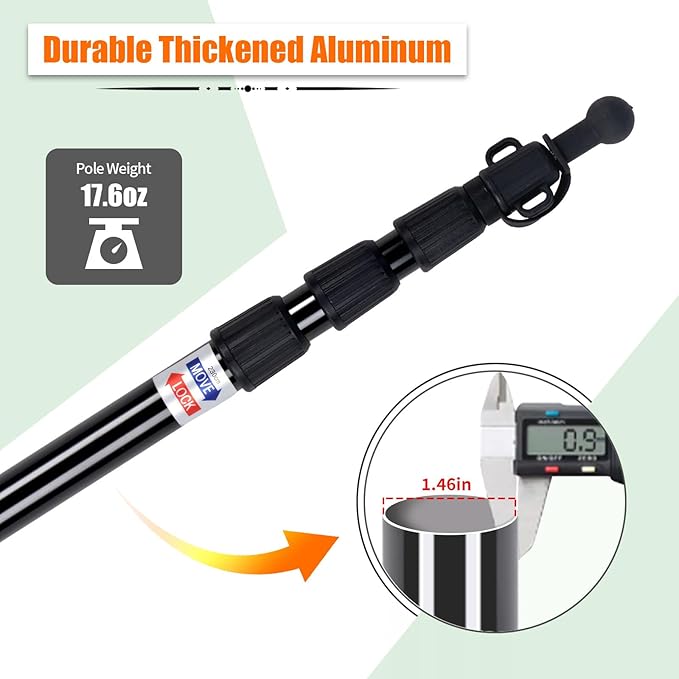 AYAMAYA Tarp Poles - Telescoping Camping Tent Poles Replacement, Upgraded 4-Section Heavy Duty Aluminum Rods with Stakes & Guylines for Tents, Rain Fly, Camping Shelter, Awning Canopy RV Car, Set of 2