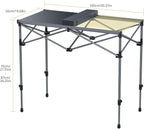 Anbte Camping Table Foldable, 2 Adjustable Height 34.2”, Large Roll Up Camping Table Support 264lbs with Storage Basket and Bag, Aluminum Outdoor Table, for Picnic Travel BBQ, 39.4” x 19.7”, Black