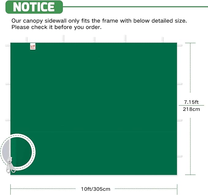 Sidewalls for 10x10 Pop Up Canopy, 210D Polyester Waterproof Canopy Sidewalls with UV Protection, Sunwall Only (Green, 10 * 10ft 3PCS)