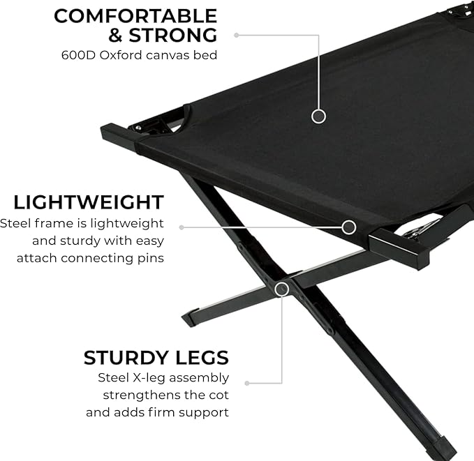 Teton Outfitter Camping Cot, Heavy-Duty Oversized Folding Cot for Adults, Comfortable Elevated Sleeping Bed, Easy Setup