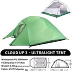 3 Person Camping Tent Ultralight Waterproof Trekking Tents Hiking Backpacking Shelter Travel