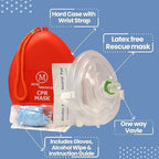 MCR Medical CPR Rescue Mask, Adult/Child Pocket Resuscitator, Hard Case with Wrist Strap