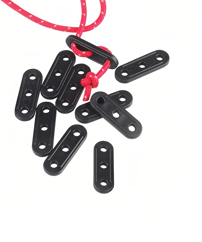 20PCS Plastic Cord Tensioners Rope Adjuster Tent Guy-Line Wind Rope Buckle Fastener Tightener for Camping Hiking Outdoor Gear Accessories