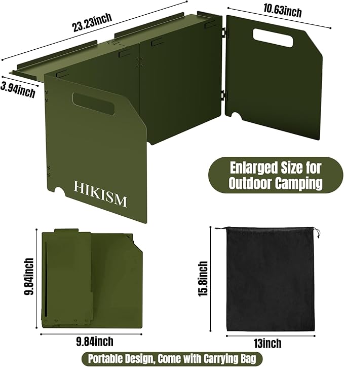 Camping Stove Windscreen, Lightweight Foldable Outdoor Wind Blocker Gas Stove Windshield Wind Screen Wind Guard for Camping Stove, Glamping, Navy Green