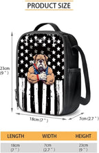 3 Pieces American Flag and Cool Dog Pattern School Bag Set for Boys, Students Book Bag with Large Capacity Lunch Box Pencil Case, Bags Set for Picnic Hiking Camping