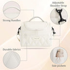 Lunch Bag for Women Soft Lightweight,Leakproof Insulated Lunch Box with Straps,Reusable Lunch Cooler for Work Meal Hiking Travel,Beige