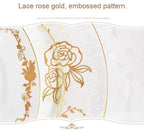 Ceramic Tableware Set with 46 Pieces, Bowl/Soup Pot/Spoon | Bone China Tableware Sets, Gold Rose Pattern Porcelain Combination Set