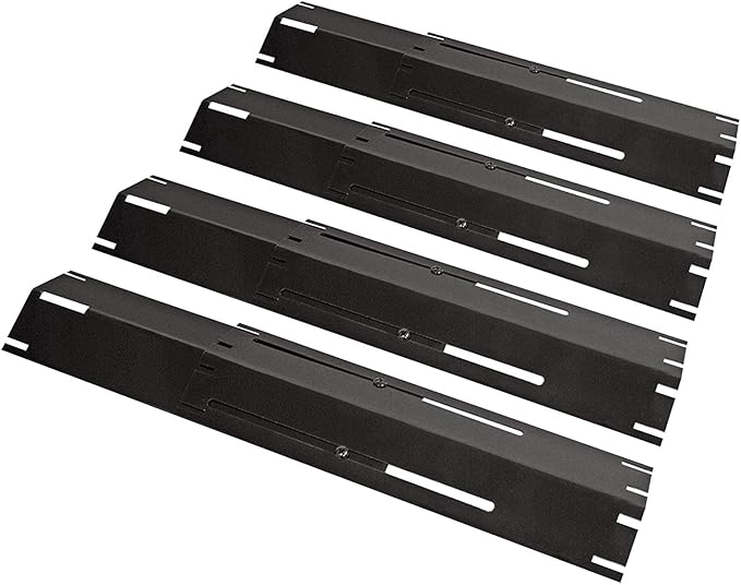 Unicook Universal Replacement Heavy Duty Adjustable Porcelain Steel Heat Plate Shield, Heat Tent, Flavorizer Bar, Burner Cover, Flame Tamer for Gas Grill, Extends from 11.75" up to 21" L, 4 Pack