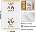 2Pcs Funny Kitchen Towels 24x14 Inch, Rooster Chicken Kitchen Decor Waffle Weave Hand Towels for Farmhouse, White Absorbent Microfiber Dish Cloth Tea Towel Chicken Gifts for Women Mom 5