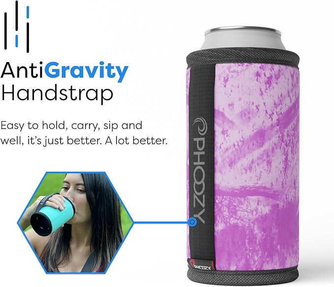 PHOOZY Insulated Can Cooler for Tall 16oz Cans with NASA-Inspired Technology - Patented Koozie That Keeps Drinks Cold 10x Longer - Lightweight Beer Koozie for Outdoor Adventures - Pink
