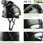 GREEN DEVIL Safety Hard Hat with Rechargeable Headlamp Light and Helmet Liner Chin Strap Men Vented Work Hardhats ANSI Z89.1 Approved Cascos de Construccion Ideal for Industrial Construction Forestry