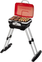 Cuisinart Petite Gourmet Portable Gas Grill with VersaStand, Compact Portable Grill Propane, 150 Sq. In. Cooking Surface, 5,500 BTU Burner Small Gas Grills for Camping, BBQ, Adjustable Base, Handles