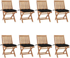 Folding Patio Chairs with Cushions 8 pcs,Portable Camping Chair,Outdoor Lounge Chair,Bistro Table and Chairs outdoor,Garden Chair,Outdoor Dining Chairs,Features 2 Sets of Ropes, Solid Teak Wood